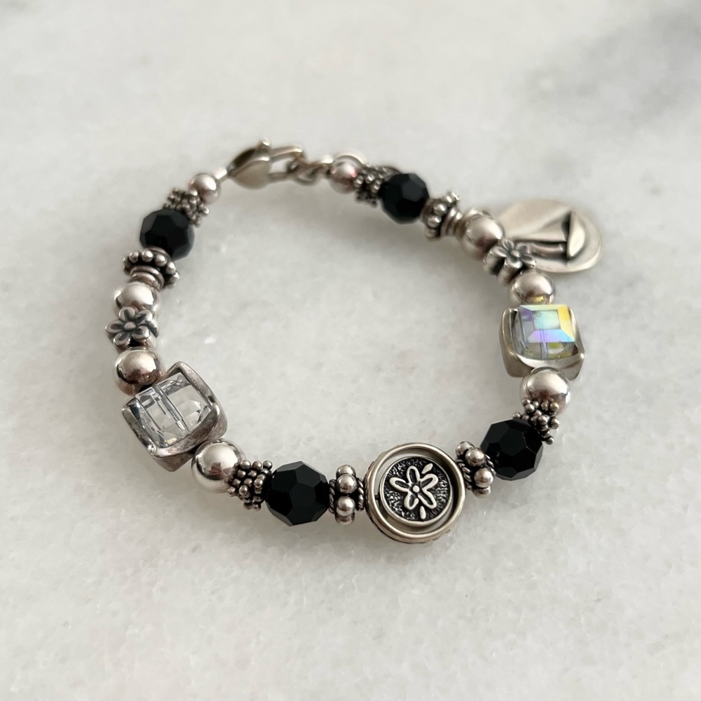 Sterling Silver Beaded Sail Boat Charm Bracelet - Picture 4 of 9